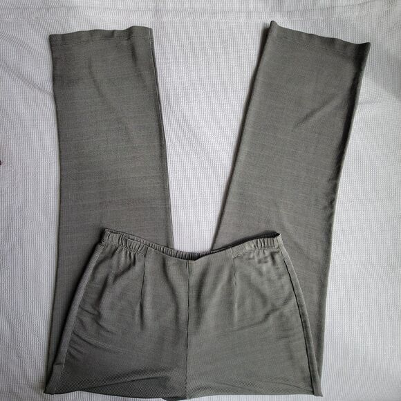Vtg CHICO'S Slinky Micro Houndstooth Pants Size L High Rise Straight Leg Stretch - Picture 1 of 9